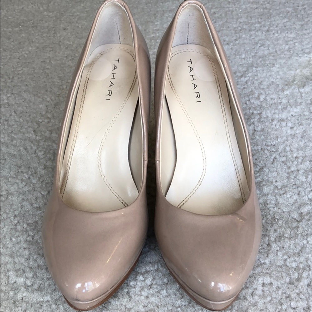 Tahari Nude Patent Heels